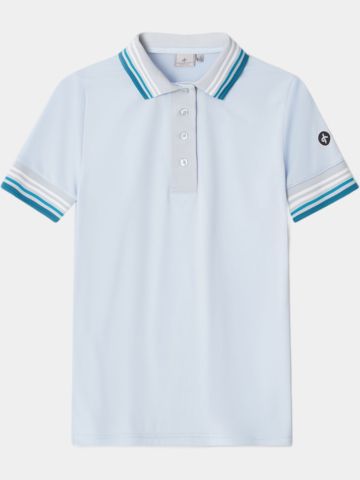 Cross STRIPE Halbarm Polo hellblau