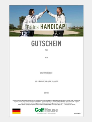 Golf House Gutschein zum Drucken Handicap