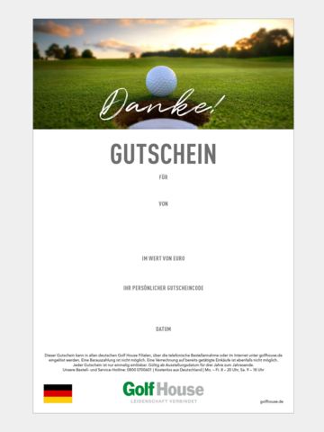 Golf House Gutschein zum Drucken Danke
