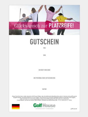 Golf House Gutschein zum Drucken Platzreife