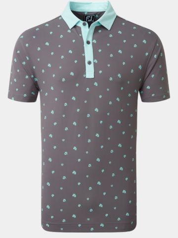 FootJoy Scattered Floral Halbarm Polo grau