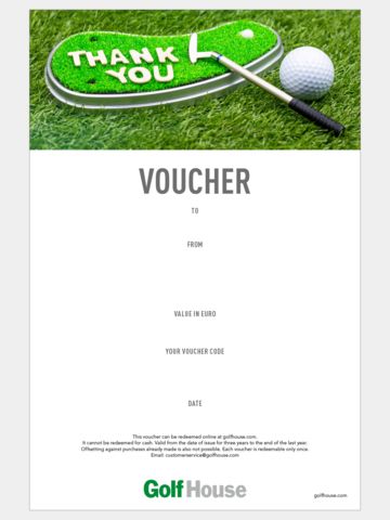 Golf House Gutschein zum Drucken Thank you set