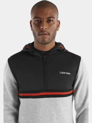 Calvin Klein ADDINGTON HOODED HALF ZIP Stretch Midlayer hellgrau melange