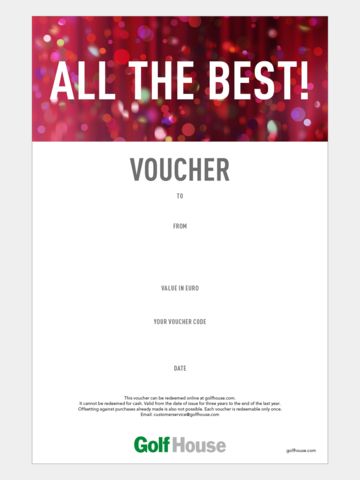 Golf House Gutschein zum Drucken Alles Gute rot