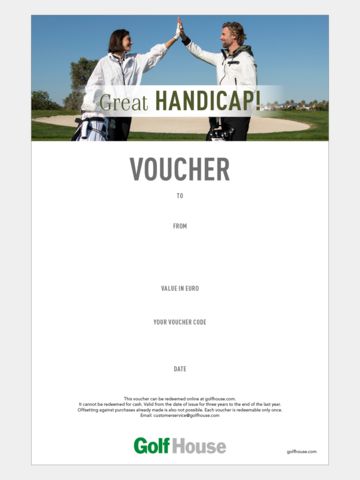 Golf House Gutschein zum Drucken Handicap