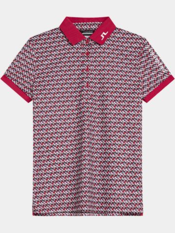 J.Lindeberg Tour Tech Print Halbarm Polo rot