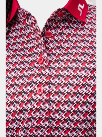 J.Lindeberg  Tour Tech Print Halbarm Polo rot