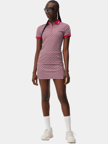 J.Lindeberg  Tour Tech Print Halbarm Polo rot