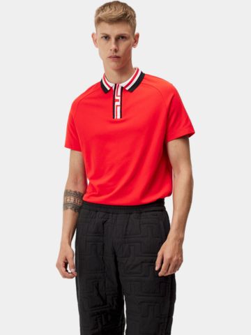 J.Lindeberg Hals Regular Fit Halbarm Polo rot