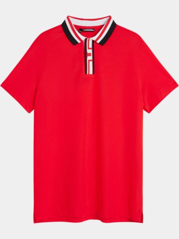 J.Lindeberg Hals Regular Fit Halbarm Polo rot