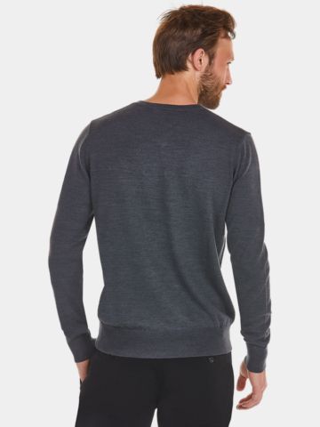 Daniel Springs  Basic Strick V Pullover dunkelgrau melange