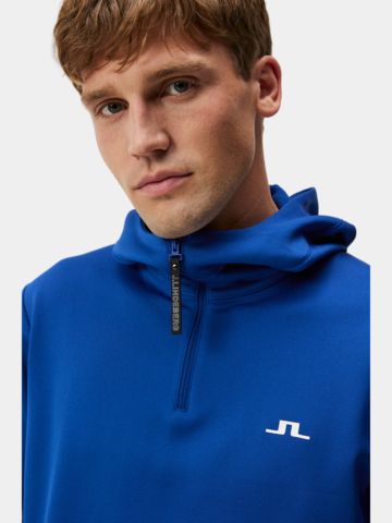 J.Lindeberg Mikina s kapucí Aerial Quarter Hood Sweatshirt inkoust