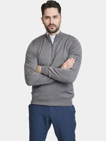 Backtee Windbreaker Sweater Windstopp Strick grau melange