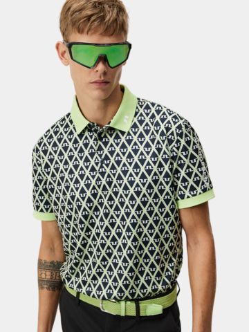 J.Lindeberg Tour Tech Reg Fit Print Halbarm Polo hellgrün