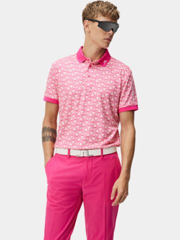 J.Lindeberg Tour Tech Reg Fit Print Halbarm Polo pink
