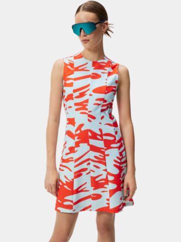 J.Lindeberg Jasmin Print Dress ohne Arm Kleid türkis