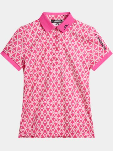 J.Lindeberg  Tour Tech Print Halbarm Polo pink