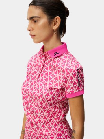 J.Lindeberg  Tour Tech Print Halbarm Polo pink