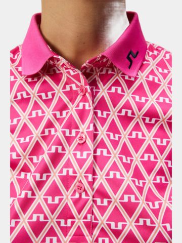 J.Lindeberg  Tour Tech Print Halbarm Polo pink