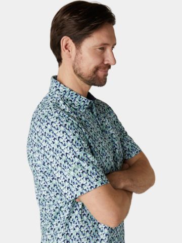 Callaway All-Over Abstract Golf Ball Halbarm Polo navy