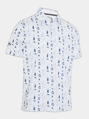 Callaway All-Over Golf Essentials Print Halbarm Polo weiß