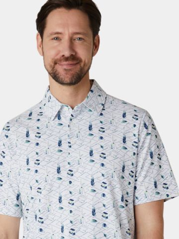 Callaway All-Over Golf Essentials Print Halbarm Polo weiß