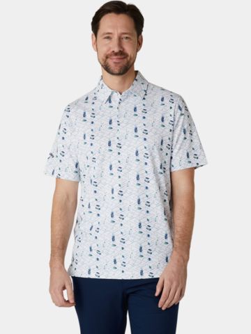 Callaway All-Over Golf Essentials Print Halbarm Polo weiß