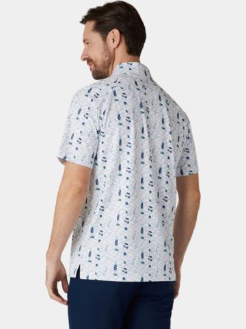Callaway All-Over Golf Essentials Print Halbarm Polo weiß