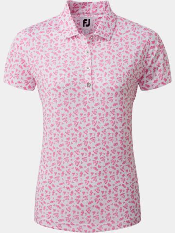 FootJoy Floral Print Halbarm Polo weiß