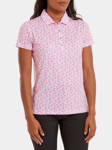 FootJoy Floral Print Halbarm Polo weiß