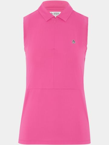 Penguin Zip Mesh Blocking ohne Arm Polo pink