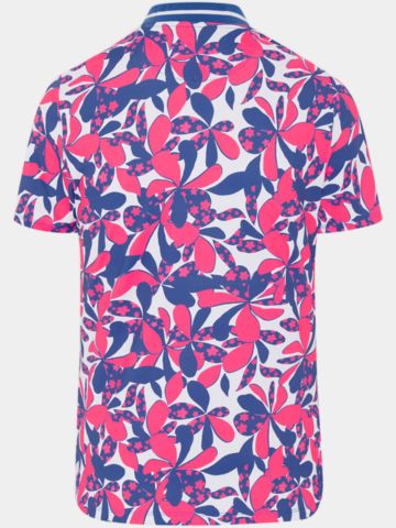 Penguin Floral Printed with Striped Rib Mock Neck Halbarm Polo mehrfarbig