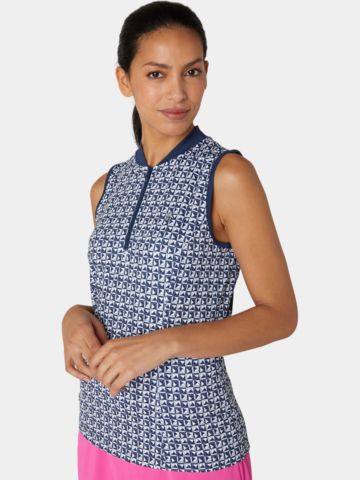 Penguin Geo Printed ohne Arm Polo navy