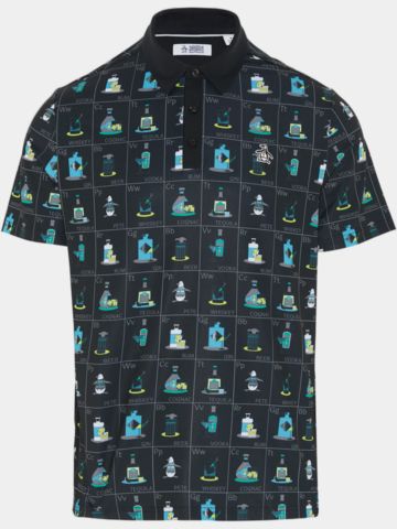 Penguin Petes Flash Cards Print Halbarm Polo schwarz