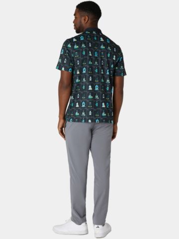 Penguin polo Petes Flash Cards Print  s krátkým rukávem černá