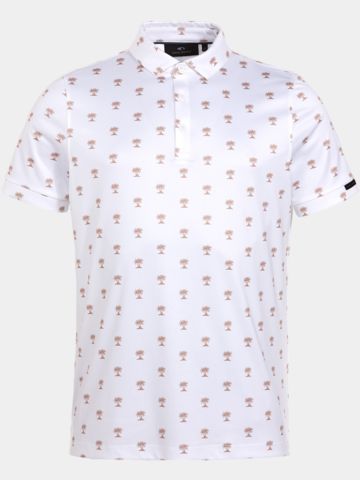 Daniel Springs Palmen Druck Funktions Halbarm Polo weiß