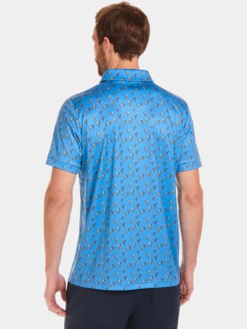 Daniel Springs Kaktus Druck Funktions Halbarm Polo hellblau