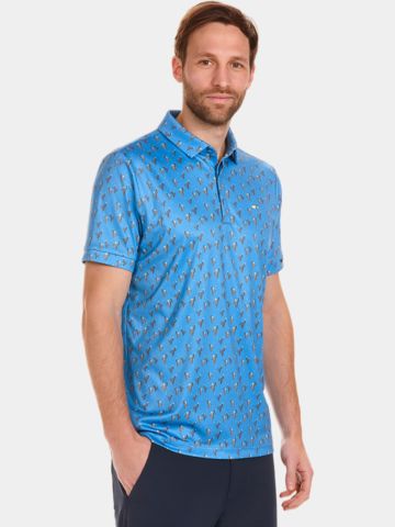 Daniel Springs Kaktus Druck Funktions Halbarm Polo hellblau
