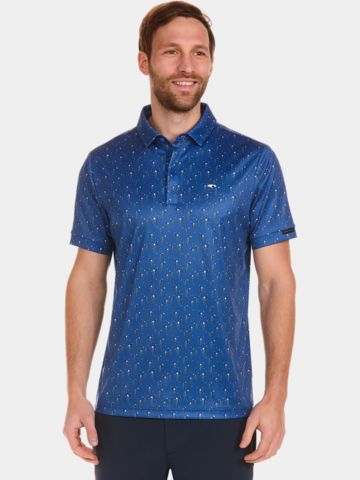 Daniel Springs  Kaktus Druck Funktions Halbarm Polo blau