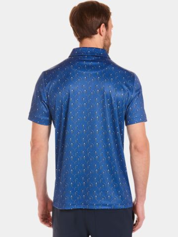 Daniel Springs  Kaktus Druck Funktions Halbarm Polo blau