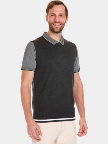 Daniel Springs  basic slipover Pullunder Strick dunkelgrau melange