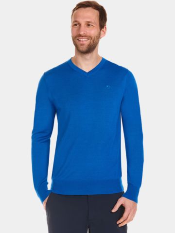 Daniel Springs Basic Pullover Strick blau