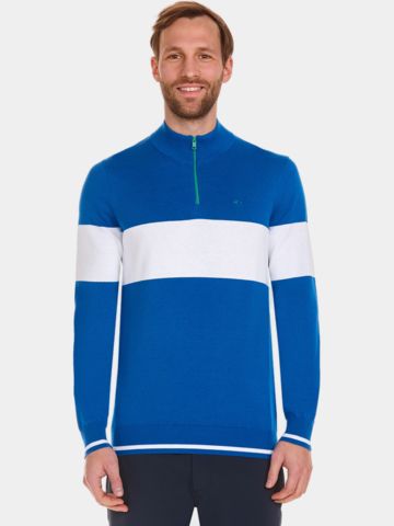 Daniel Springs Kontraststreifen Troyer Strick blau