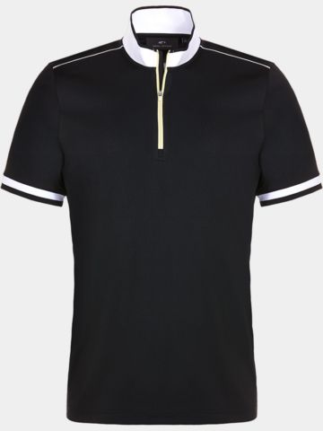 Daniel Springs Zip-Stehkragen Halbarm Polo schwarz