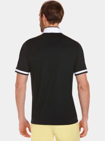 Daniel Springs Zip-Stehkragen Halbarm Polo schwarz