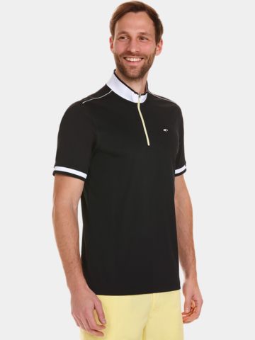 Daniel Springs Zip-Stehkragen Halbarm Polo schwarz