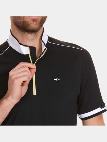 Daniel Springs Zip-Stehkragen Halbarm Polo schwarz