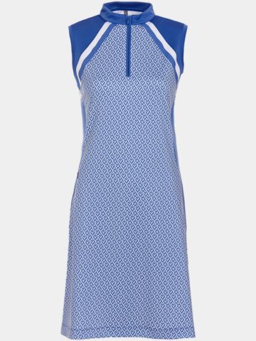 Valiente Colourblock-Print ohne Arm Kleid blau