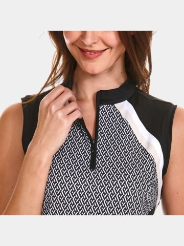 Valiente Colourblock-Print ohne Arm Kleid schwarz