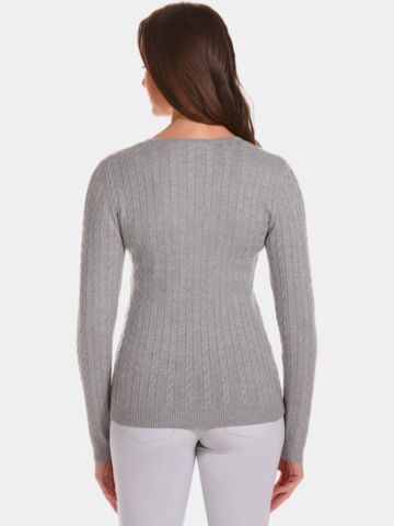 Valiente  Zopf Pullover Strick hellgrau melange